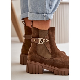 Seastar Botins femininos com isolamento ecológico em camurça marrom e detalhe dourado Bervena 3