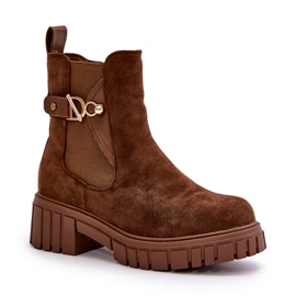 Seastar Botins femininos com isolamento ecológico em camurça marrom e detalhe dourado Bervena 1