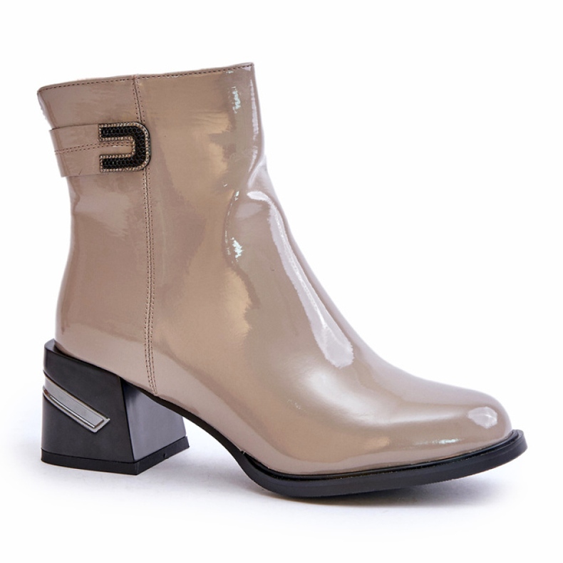 S.Barski Botas de salto alto envernizadas com isolamento MR880-093 cinza 2