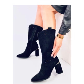 Botas pretas de salto alto com aberturas preto 1