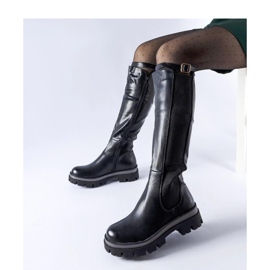 Botas pretas maciças com cinto decorativo da Stuart - Solea preto 1 Botas pretas maciças com cinto decorativo da Stuart - Solea preto 1