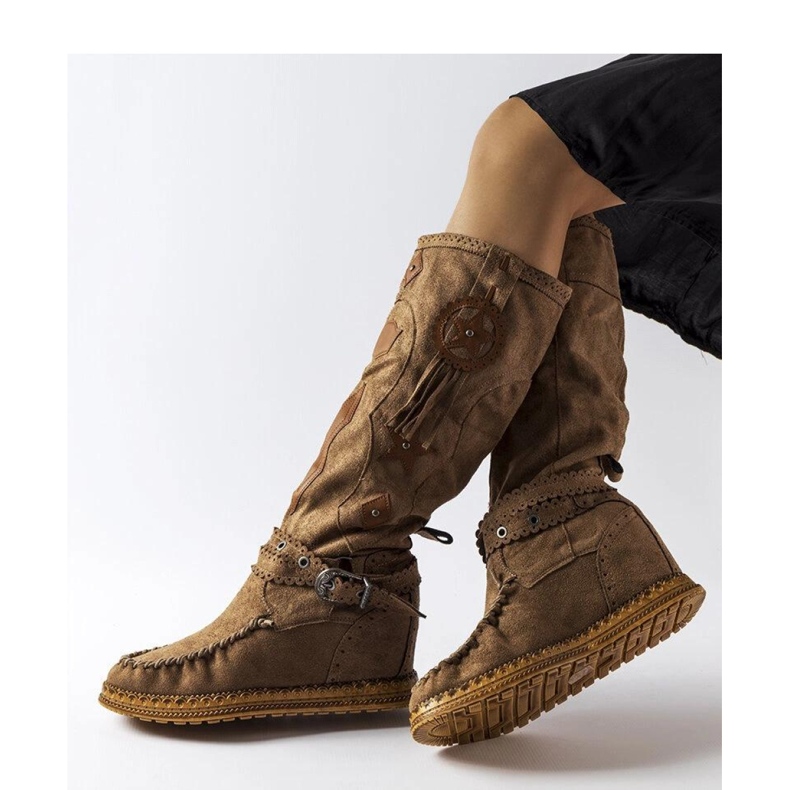 Botas estilo boho marrom escuro Putignano - Solea castanho 1