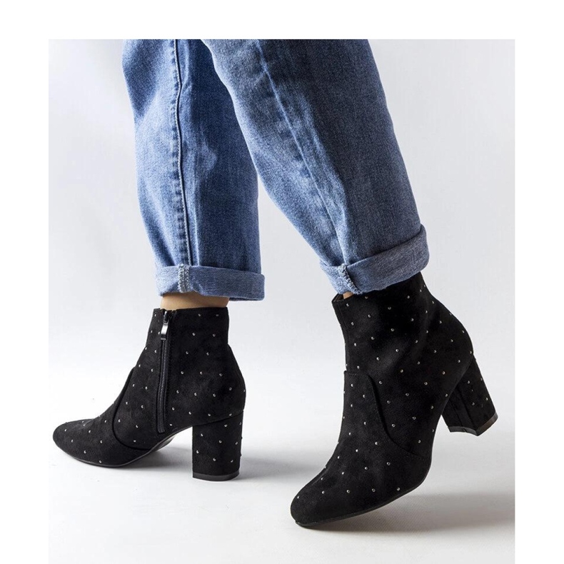 Botins pretos com strass, camurça ecológica Suvi - Solea 1