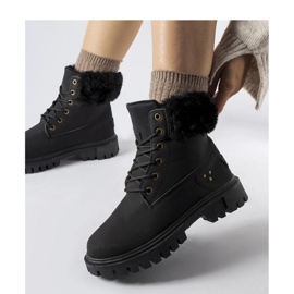 Botas pretas com pele decorativa preto 1 Botas pretas com pele decorativa preto 1