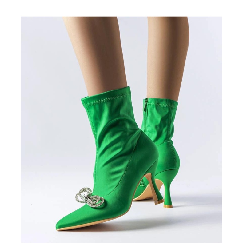 Botins verdes decorados com laço de zircão da Mars - Solea 1 Botins verdes decorados com laço de zircão da Mars - Solea 1