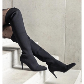 Botas pretas de salto alto com cano elástico preto 1