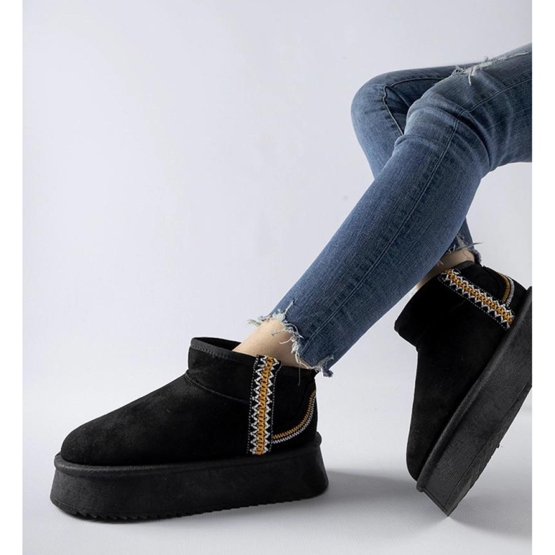 Botas de neve com plataforma preta preto 1