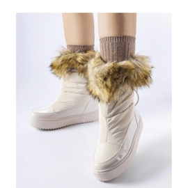 Botas de neve bege com pele decorativa 1 Botas de neve bege com pele decorativa 1