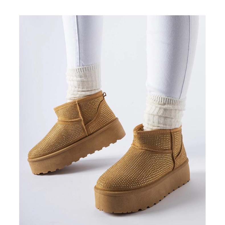 Botas de neve marrons com zircões castanho 1