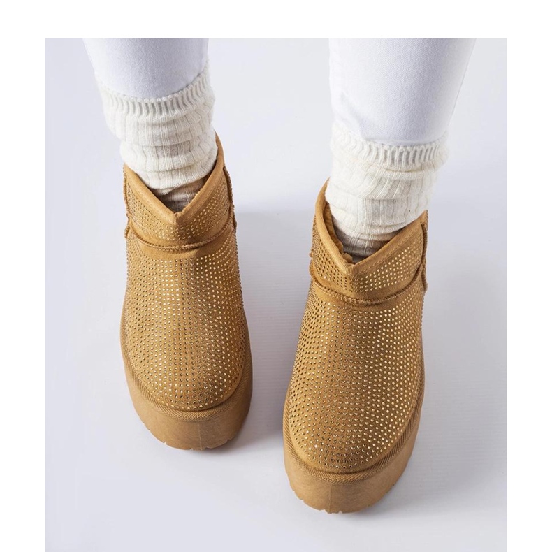 Botas de neve marrons com zircões marrom 2