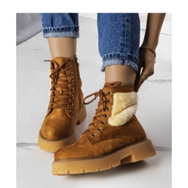 Botas isoladas castanhas com pelo marrom 1