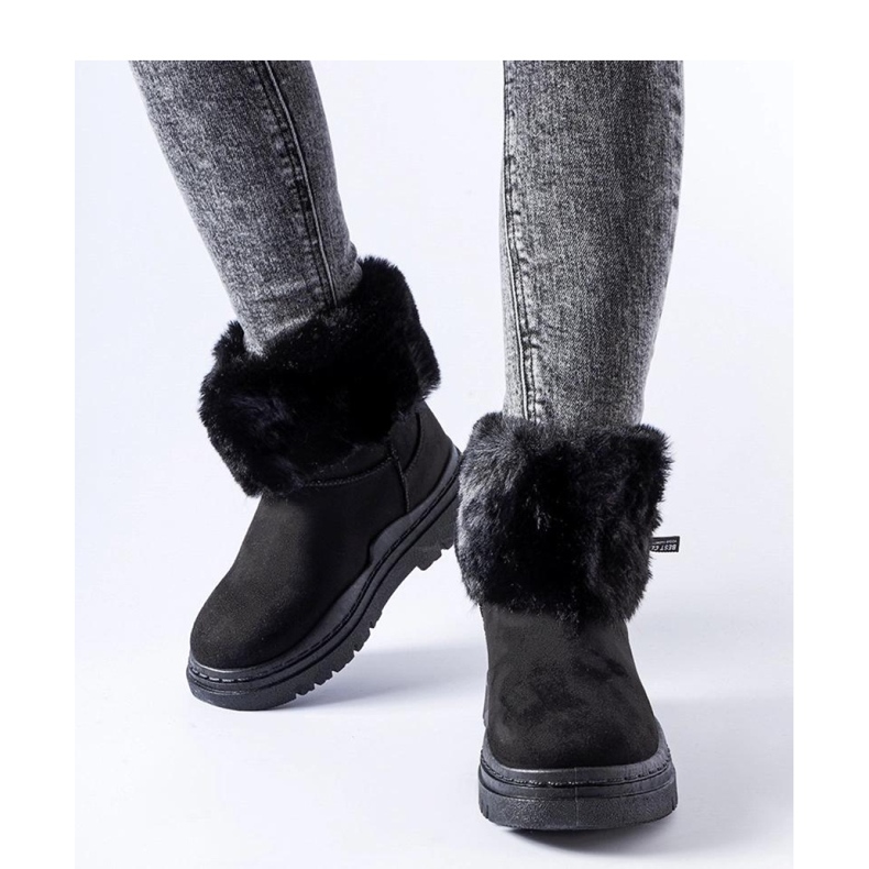 Botas de neve pretas com isolamento e zíper preto 1