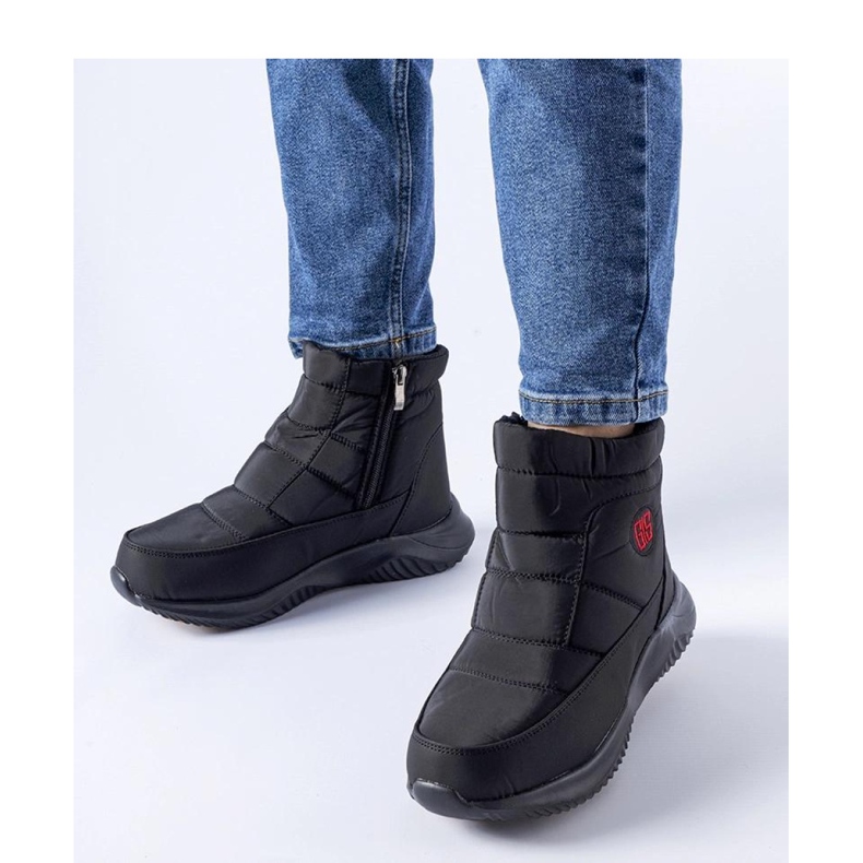 Botas de neve pretas com isolamento curto preto 1