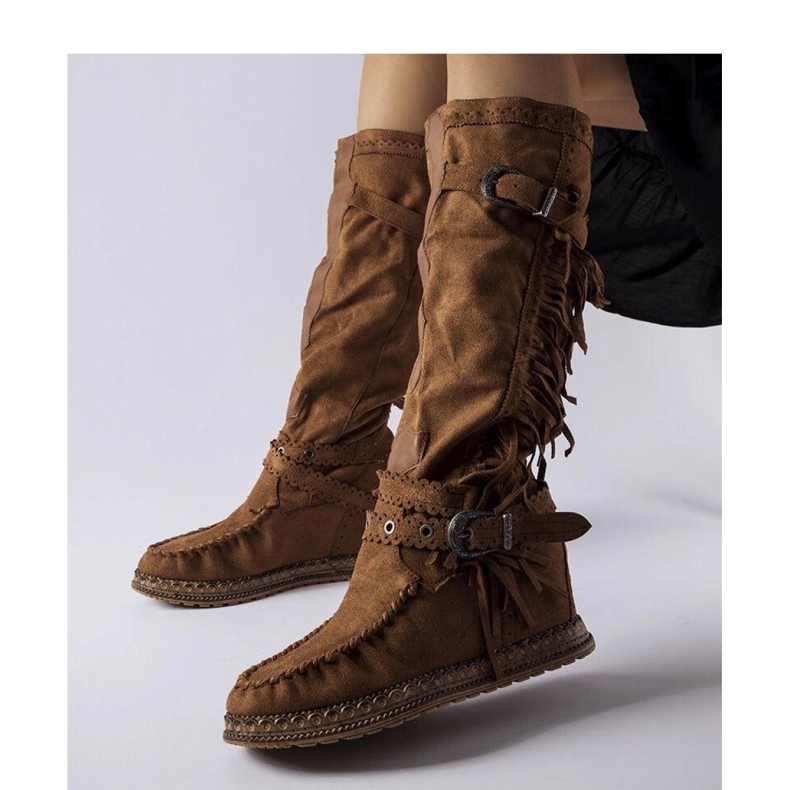 Botas castanhas com cunha interior marrom 1