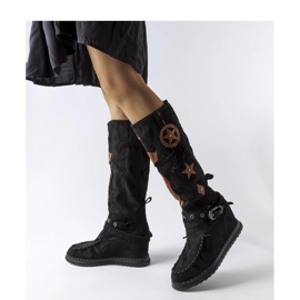 Botas pretas estilo boho preto 1