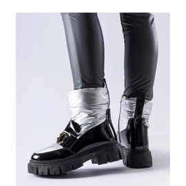 Botas de neve envernizadas pretas e prateadas preto 1