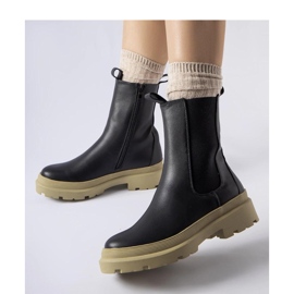 Botins pretos com sola azeitona 1