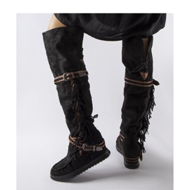 Botas pretas de cunha preto 1