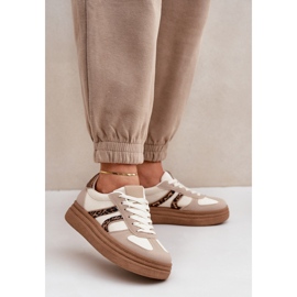 Calçado Esportivo Plataforma Modelo 8912 Bege 1