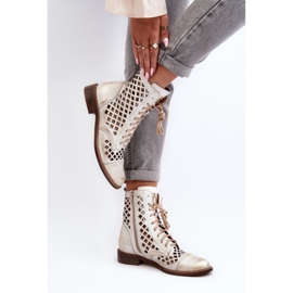 Botas altas perfuradas Zazoo 2695/004 Ouro dourado 2