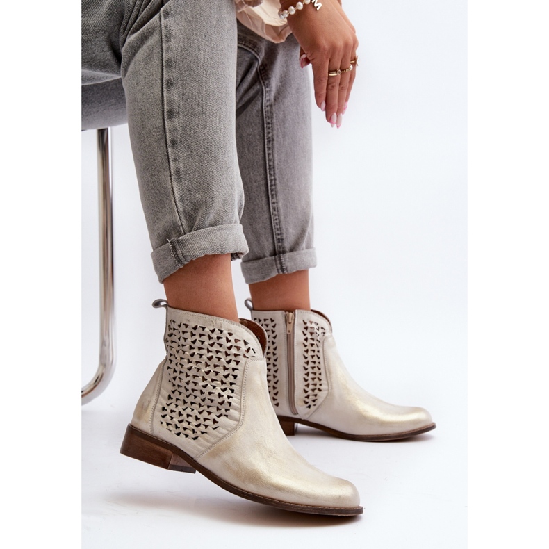 Botas Zazoo Gold Openwork amarelo 1