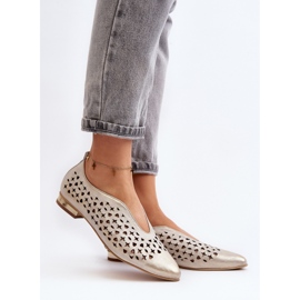 Sapatos de bailarina abertos modelo Zazoo Gold dourado 1