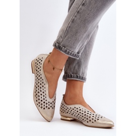 Sapatos de bailarina abertos modelo Zazoo Gold dourado 2