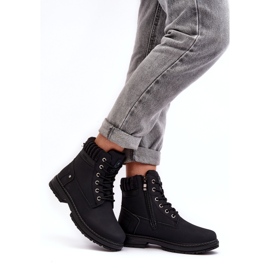 News Caçadores isolados de couro feminino preto 3