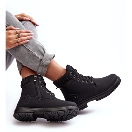 News Caçadores isolados de couro feminino preto 6