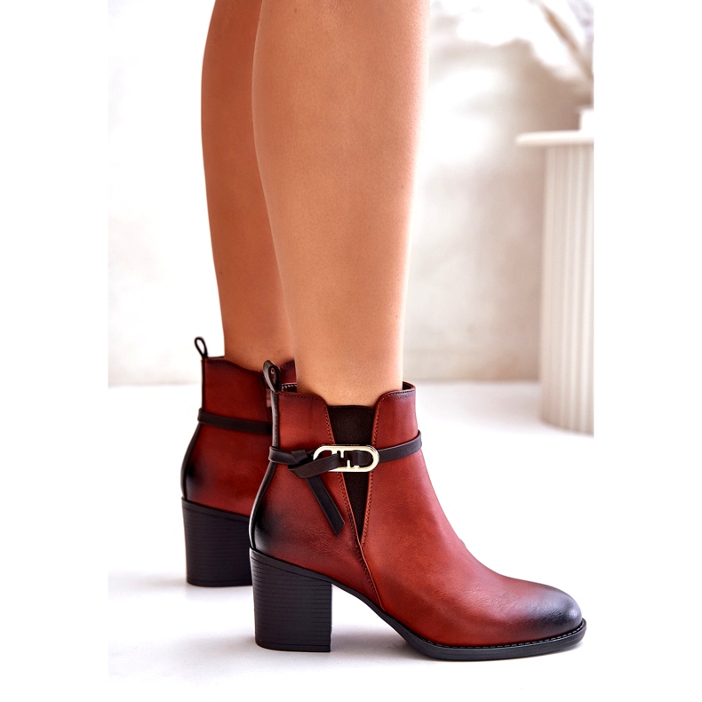 Jezzi Botas femininas de salto alto, isoladas, com alça, marrom Zinithia 4