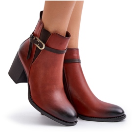 Jezzi Botas femininas de salto alto, isoladas, com alça, marrom Zinithia 5