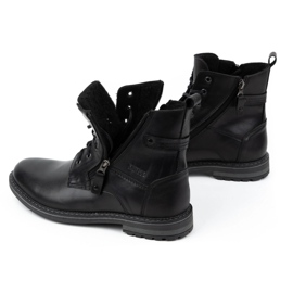 Kampol Botas masculinas de couro de inverno 155KAM, pretas preto 1