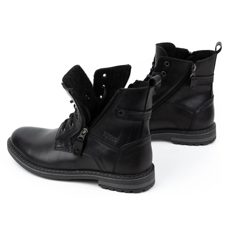 Kampol Botas masculinas de couro de inverno 155KAM, pretas preto 1