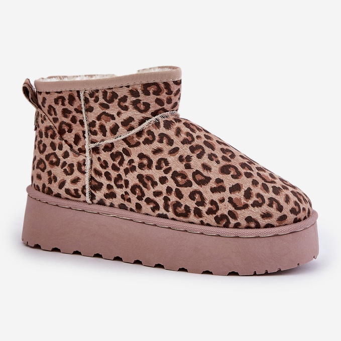 Botas femininas de neve com estampa de leopardo na plataforma, isoladas com pele, marrom Xamella 1