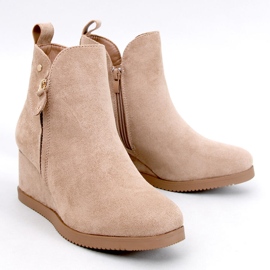 Botas de camurça cáqui com cunha bege 1
