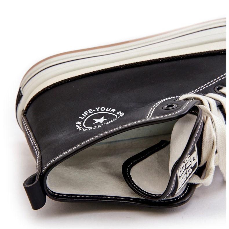 Tênis feminino isolado com plataforma de couro ecológico Big Star OO274062 preto 1