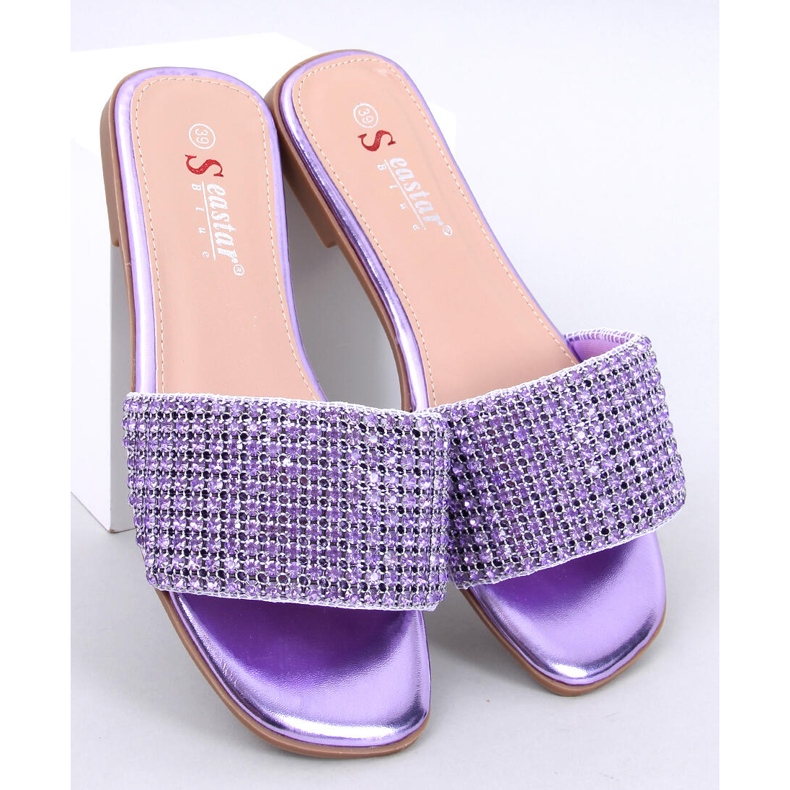 Chinelos femininos com zircões roxos tolet 1 Chinelos femininos com zircões roxos tolet 1