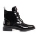 Botas femininas com cadarço com salto plano preto 2