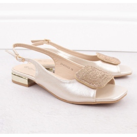 Sandálias femininas elegantes com decoração de zircão dourado Potocki WS43314 1