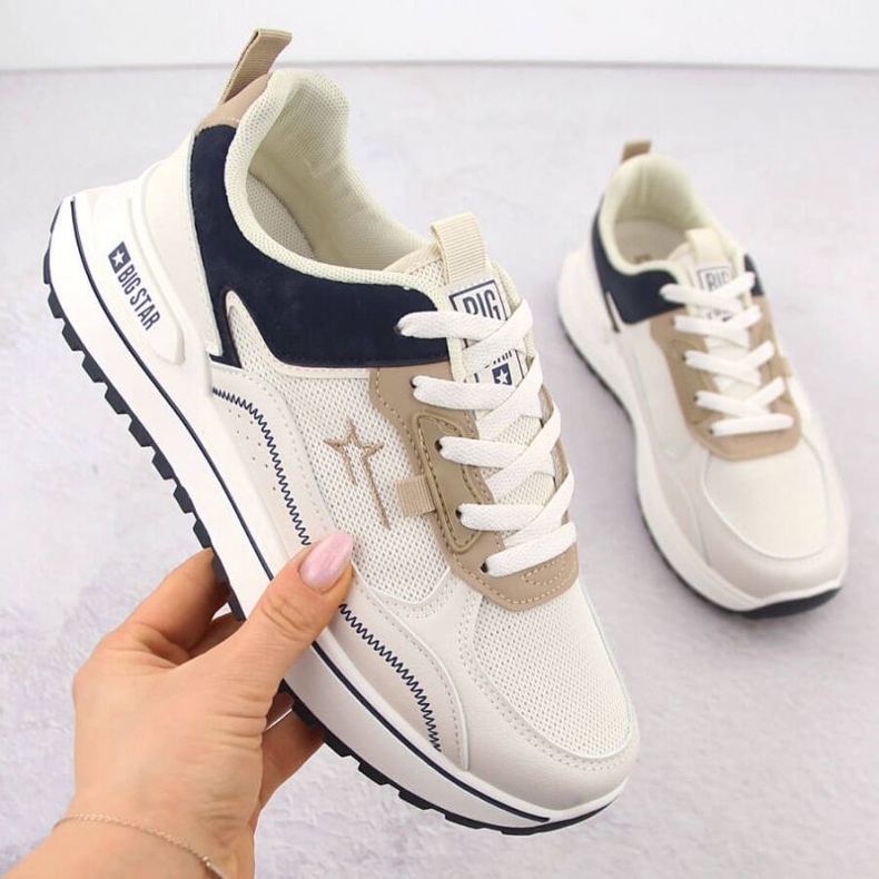 Sapatos esportivos femininos Big Star nn274a092 branco bege 1