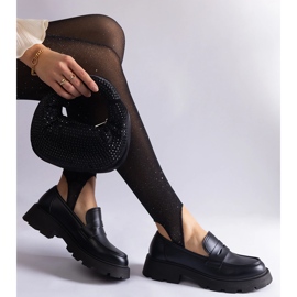 Mocassins femininos pretos em couro ecológico 2