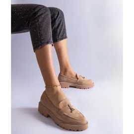 Mocassins bege em couro eco-camurça 1