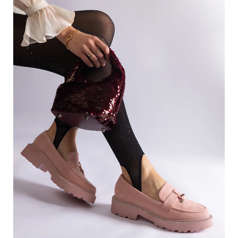Mocassins de couro ecológico rosa 2