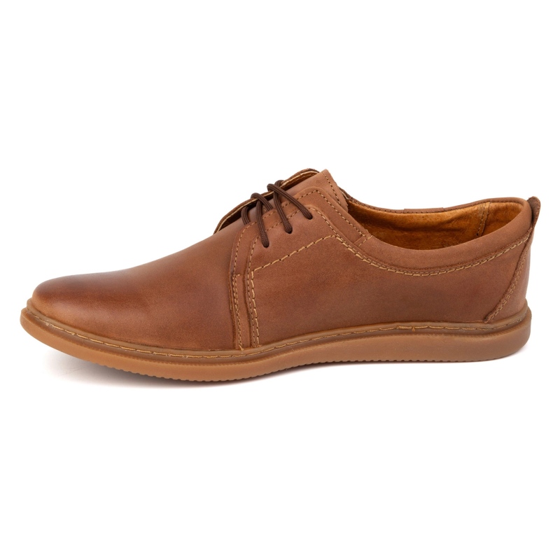 Sapatos casuais masculinos de couro 2131 POLBUT camelo castanho 1