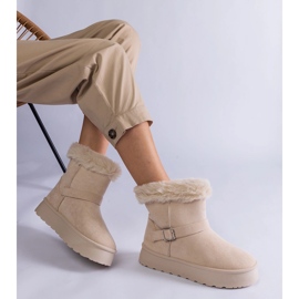 Botas de neve isoladas bege decoradas com pele 1