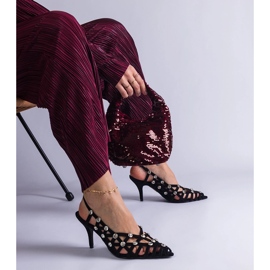 Sandálias pretas trançadas com pedras preto 1