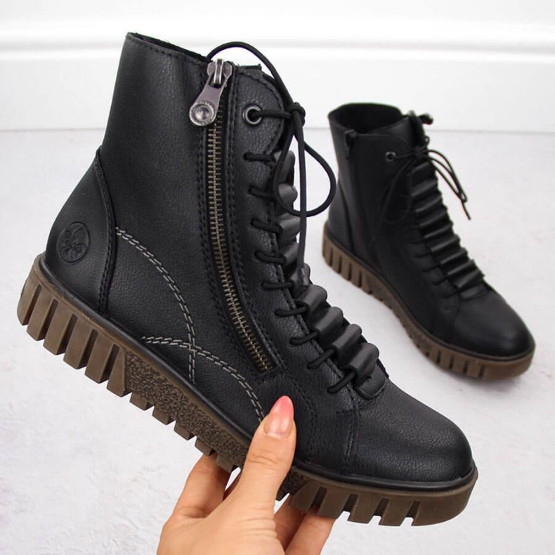 Botas de couro Rieker feminino Y3410-00 Black preto 1