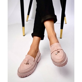 Mocassins rosa em pó das mulheres com franjas 2