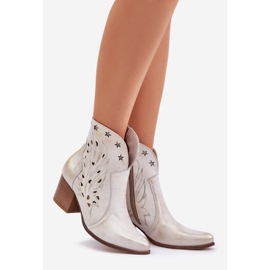 Lewski Shoes Botas de cowboy de couro aberto no Lewski Post 3613 Zloty limpou dourado 1