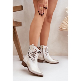 Zazoo 3404 botas abertas com couro de baixo tipo de couro limpo dourado 2